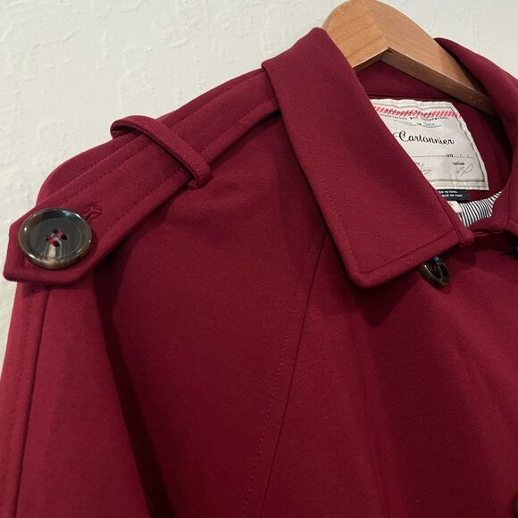 ~ Cartonnier Lg Anthropologie Blazer Cape Wine Double Breasted Buttons Pockets - Picture 3 of 15